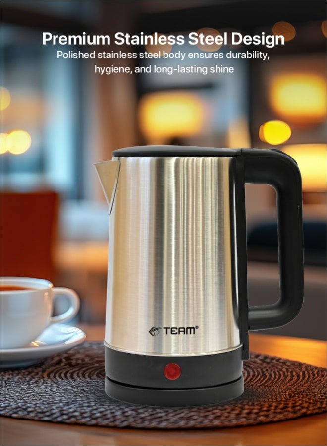 تيم Team Electric Kettle 1.8L Stainless Steel | 1500W Fast Boil Kettle with Auto Shut‑Off & Boil‑Dry Protection | 360° Swivel Base, Heat‑Resistant Handle - Image 4